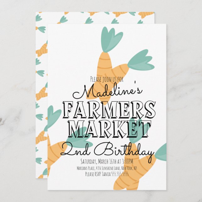 Convite Cenouras Legumes Feira de Verão (Frente/Verso)