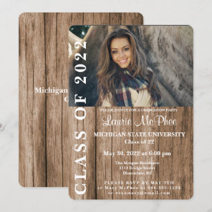 Convite Cerca de Madeira Foto Personalizada Graduado