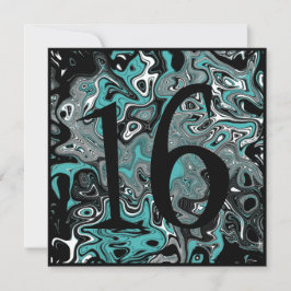 Convite Cerceta & aniversário do Grunge preto 16o