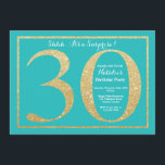 Convite Cerceta do aniversário de 30 anos da surpresa e<br><div class="desc">Convite do aniversário de 30 anos da surpresa. A cerceta e a festa de aniversário Dourado do brilho convidam com fundo da cerceta. Aniversário da surpresa. Aniversário adulto. Partido da festança de Bday dos homens ou das mulheres. Para uma personalização mais adicional, clique por favor "personalizam-no" botão e usam-nos nossa...</div>