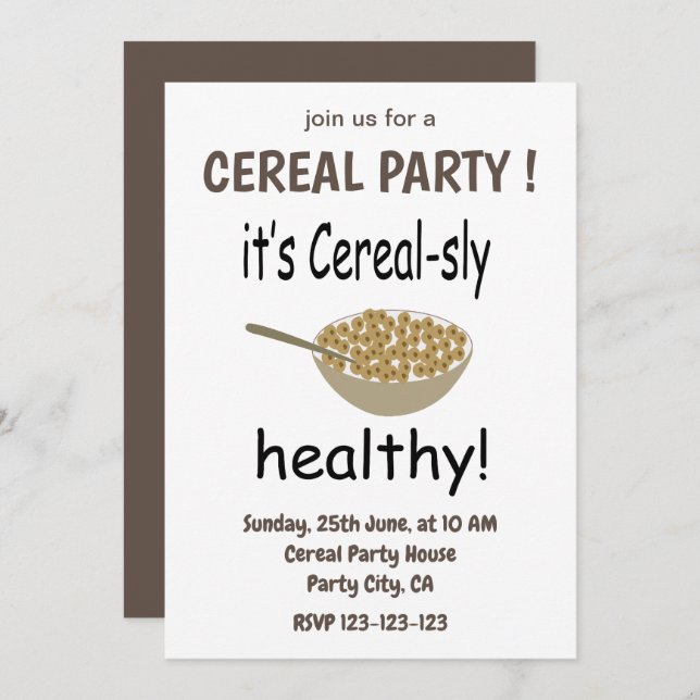 Convite Cereal É uma festa de cereais saudáveis (Frente/Verso)