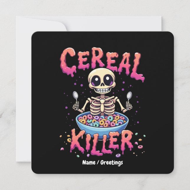Convite Cereal Killer Breakfast Cereal Engraçado Skeleton (Frente)