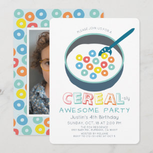 Convite Cereal-mente Incrível Menino do Cereal Azul Foto A