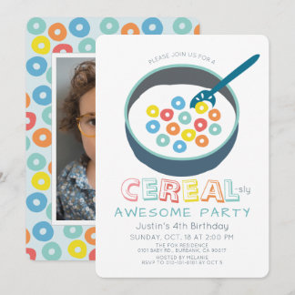 Convite Cereal-mente Incrível Menino do Cereal Azul Foto A