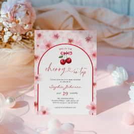 Convite Cereja No Chá de fraldas Superior, Flor De Cereja 