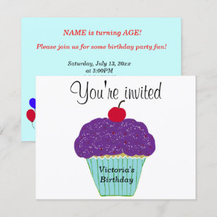 Convite Cereja no Topo Cupcake de Baunilha com Cobertura R