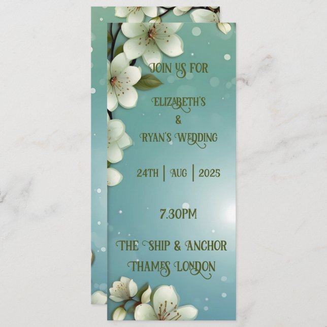 Convite Cereja Whimsical floresce com Sparkles (Frente/Verso)