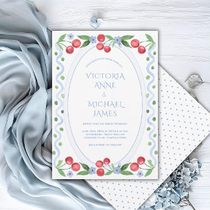 Convite Cerejas Doces Casamento Caprichoso Vintage