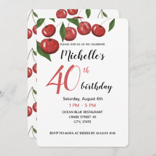 Convite Cerejas Doces pintadas à mão