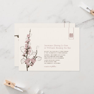 Convite Cerejeira Rosa Blossoms Sakura Nadou Casamento Asi