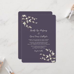 Convite Cerejeira Rosa Creme Flores de Cerejeira Roxo Casa