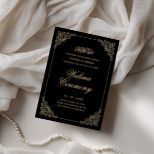 Convite Cerimônia Antiquada Walima Barroca Dourada em Scri