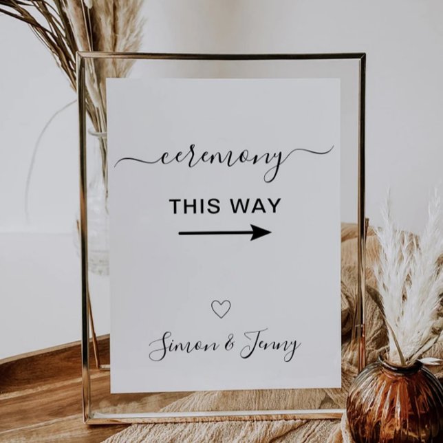 Convite Cerimônia Assim: Sinal de Casamento Modelo (Ceremony This Way Wedding Sign Template)