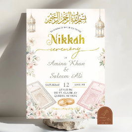 Convite Cerimônia Boho Beige Floral Ameen