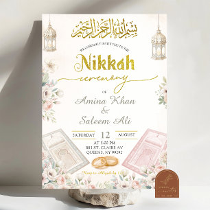Convite Cerimônia Boho Beige Floral Ameen
