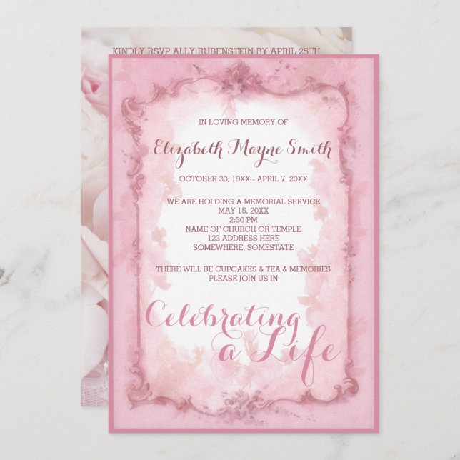 Convite Cerimonia comemorativa que comemora rosas de um (Frente/Verso)