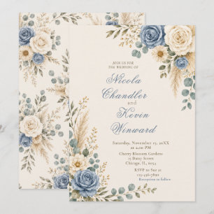 Convite Cerimônia da Rosa Azul Elegante