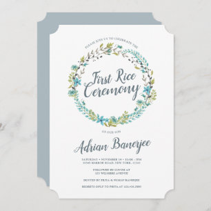 Convite Cerimônia de 1º arroz verde azul