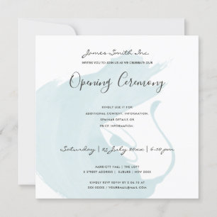 CONVITE CERIMÔNIA DE ABERTURA DE PINCELADA DE ACRÍLICO AZU