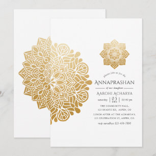 Convite Cerimônia de Annaprashan do Mandala Dourado - Prim