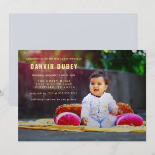 Convite Cerimônia de Annaprashan Primeira Foto de Arroz