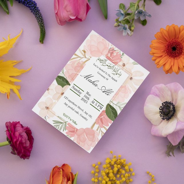 Convite Cerimônia de Aqiqah do Jardim Rosa (Criador carregado)