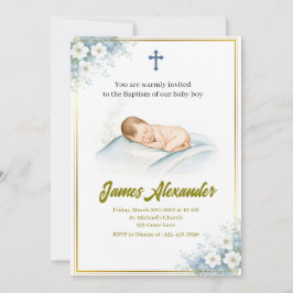 Convite Cerimônia de Batismo Personalizada Bebê Menino