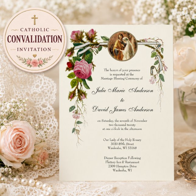 Convite Cerimônia de Bênção do Casamento Católico Convalid (Criador carregado)