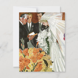 Convite Cerimônia de Casamento Antigo com Noiva e Noivo