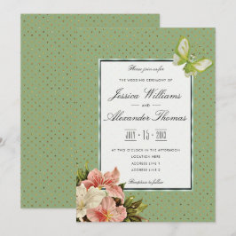 Convite Cerimônia de Casamento Chic Lilies & Gem Butterfly