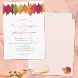 Convite Cerimônia de Casamento Colorida de Folha de Folha 