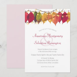 Convite Cerimônia de Casamento Colorida de Folha de Folha 