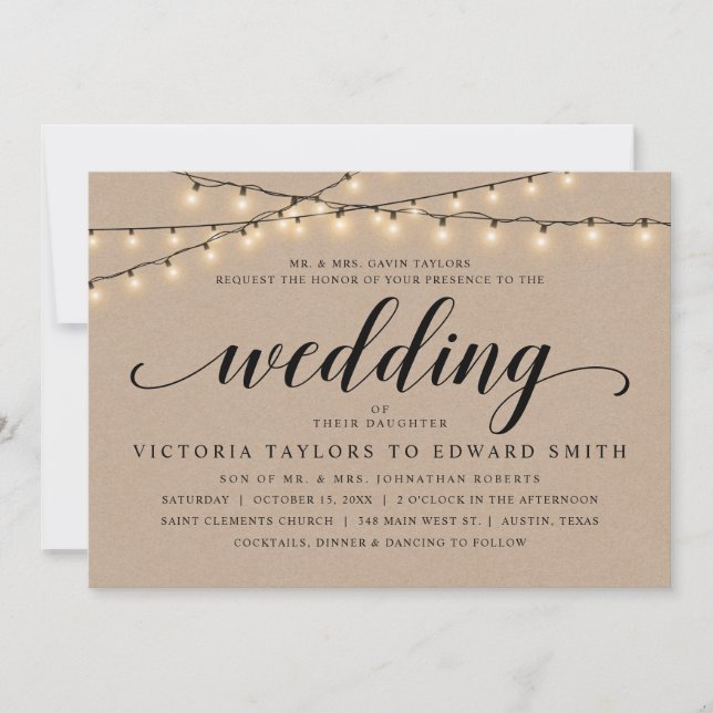 Convite Cerimônia de Casamento da Igreja, Hospedagem de Pa (Frente)