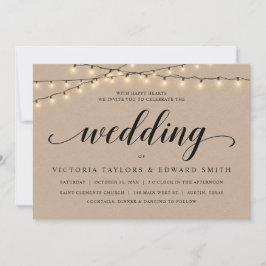 Convite Cerimônia de Casamento da Igreja, Luzes de Corda, 