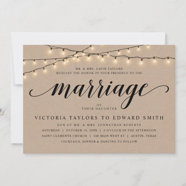 Convite Cerimônia de Casamento de Igreja, Hospedagem de Pa (Frente)