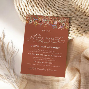 Convite Cerimônia de Casamento de Terracotta Tiny Wildflow