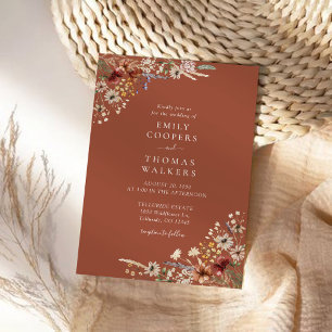 Convite Cerimônia de Casamento de Terracotta Tiny Wildflow