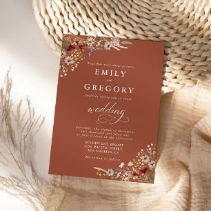 Convite Cerimônia de Casamento de Terracotta Tiny Wildflow