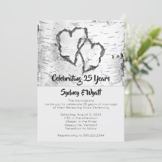 Convite Cerimônia de Casamento do Rustic Birch Heart