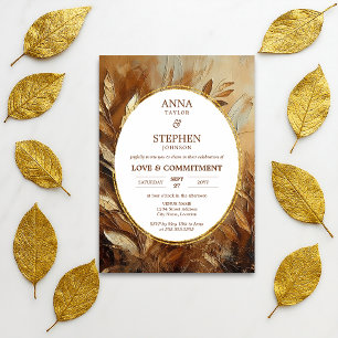 Convite Cerimônia de Compromisso de Elegância Dourada Cont