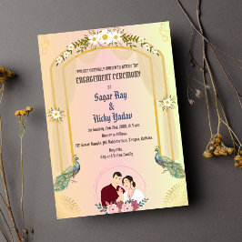 Convite Cerimônia de Engajamento Hindu Índia Pavão