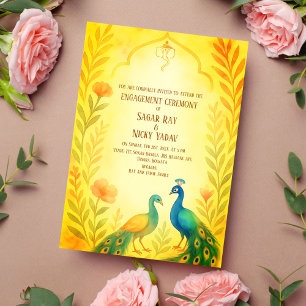 Convite Cerimônia de Engajamento Hindu Indiana Floral Pavã