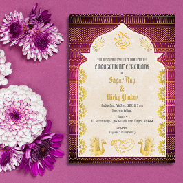 Convite Cerimônia de Engajamento Hindu Indiano com Element