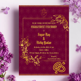 Convite Cerimônia de Engajamento Hindu Indiano com Element