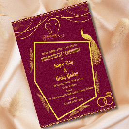 Convite Cerimônia de Engajamento Hindu Indiano com Element