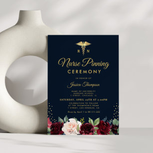 Convite Cerimônia de fiação da Enfermeira floral de marinh