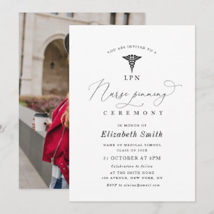 Convite cerimônia de fiação de enfermeiras modernas, escri