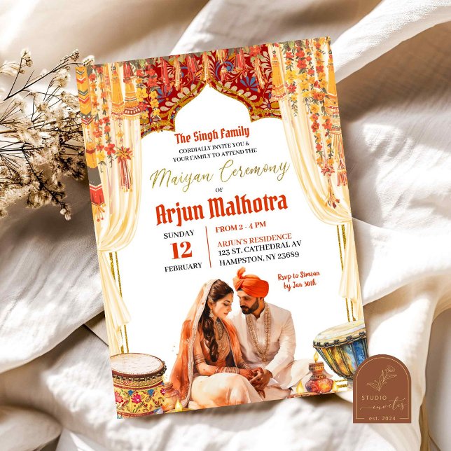 Convite Cerimônia de Floral Dholki Maiyan (Criador carregado)