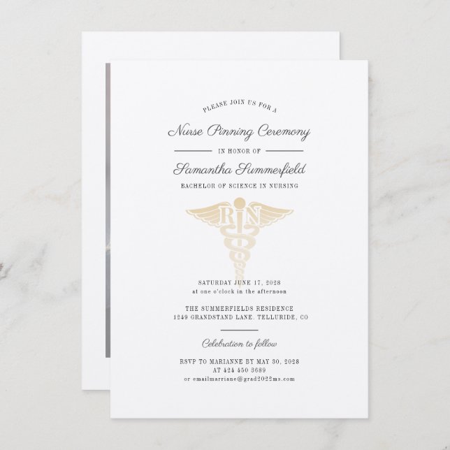 Convite Cerimônia de Graduação 2025 de Enfermeira Fotográf (Frente/Verso)