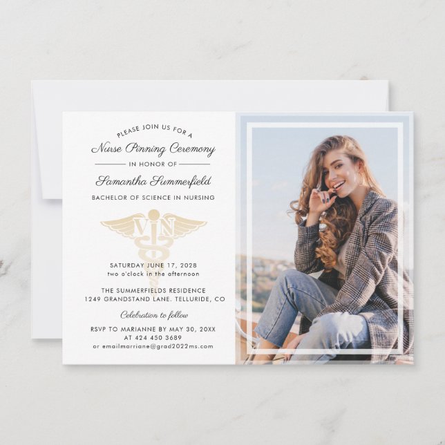 Convite Cerimônia de Graduação de Enfermeira de Foto (Frente)